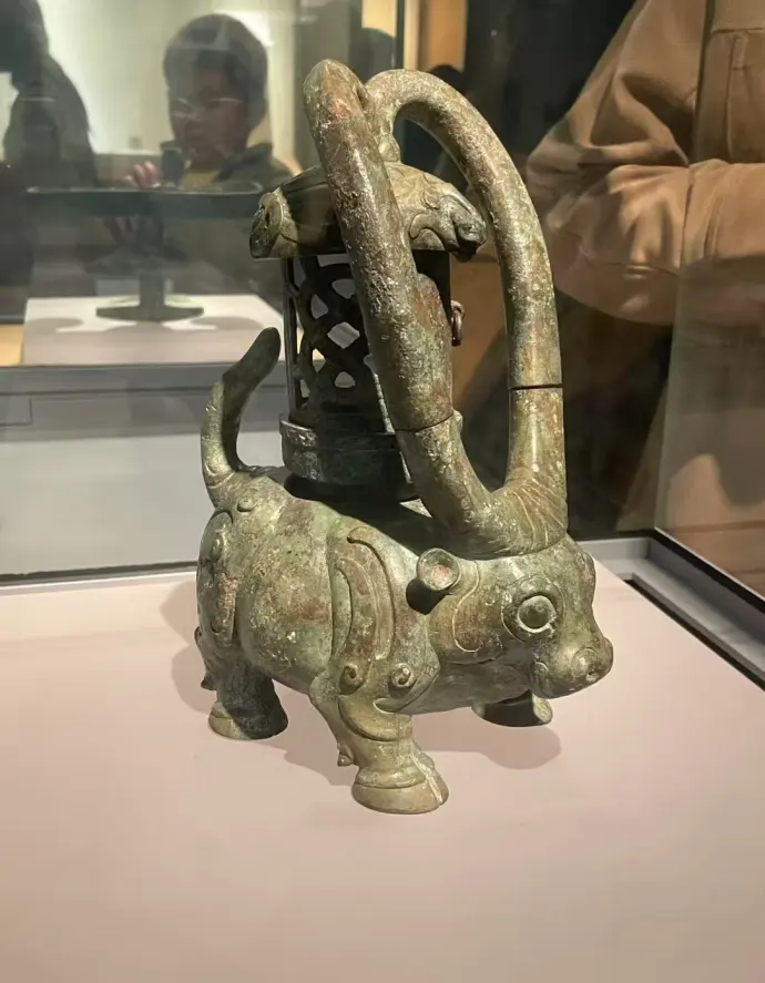 错银铜牛灯